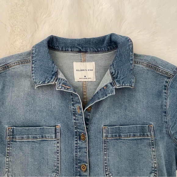 Celebrity Pink Denim Utility Painters Overalls Jumpsuit - Picture 8 of 16